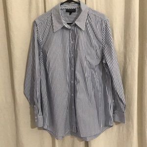 Blue and white striped boyfriend shirt